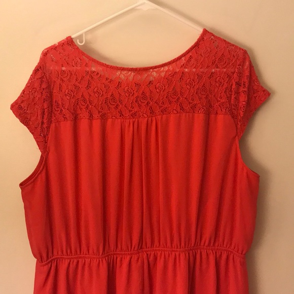 Coral and Lace Mini Dress - 3X - Picture 6 of 7